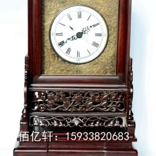 苏钟硬质木机械纯铜表芯南京钟中式手工簪刻盘屉仿红木插屏钟座钟