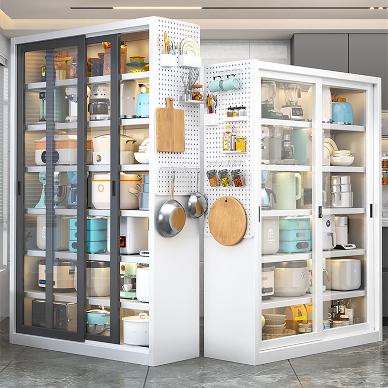 厨房洞洞板微波炉置物架家用多功能落地多层N收纳柜子餐边储物橱