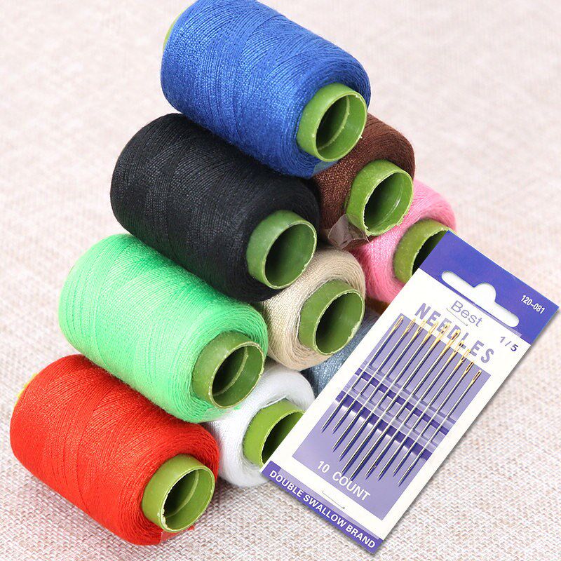 402彩色d大卷家用缝纫线缝衣线缝纫机黑线白线小卷线手工细线线团
