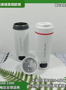 110V220V宽电压n电热水杯壶全球旅行便携可调保温304钢电水杯450m