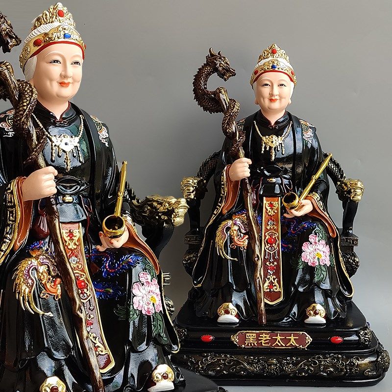 新款福版黑妈妈j像黑老太太像铁刹山黑娘娘神像家用堂口树脂摆件