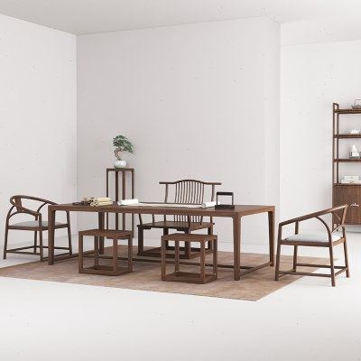 新中式茶桌椅组合黑胡桃色功夫泡茶桌办公家用一体实木茶台禅意茶,住宅家具,家用茶台/茶桌,淘宝优惠券,粉丝福利购,淘宝优惠卷