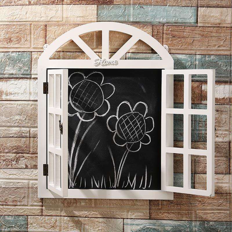 创意木质假窗板黑板式留言装饰民宿咖啡厅墙面摆件办公室记事牌