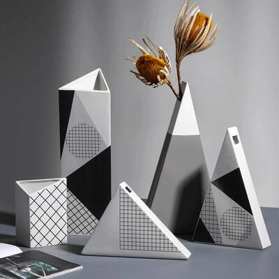 北欧几何陶瓷花瓶摆件客厅电视柜餐桌创意插花瓶家居软装饰品