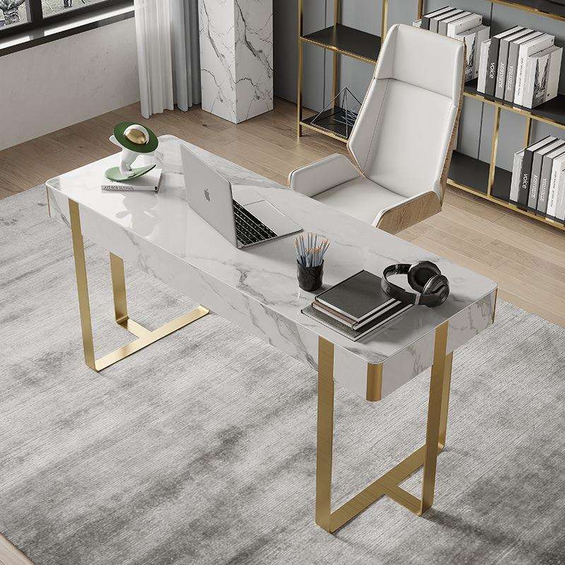 意式轻奢书桌现代简约岩板办公桌设计样板间电脑桌卧室书房写字台