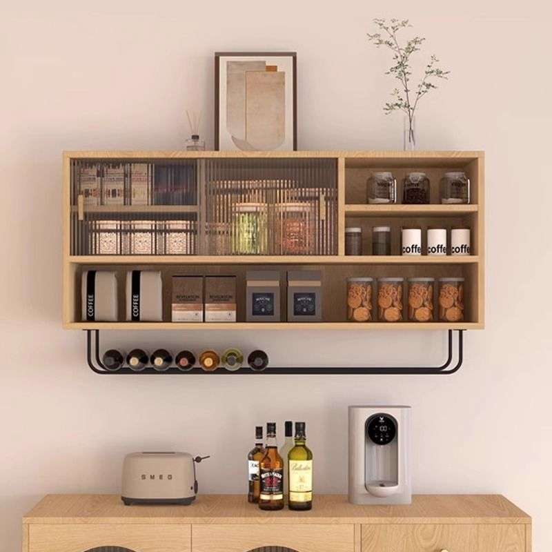 实木吊柜上墙壁柜家用橱柜挂墙面置物柜阳台柜厨房墙上储物柜复古