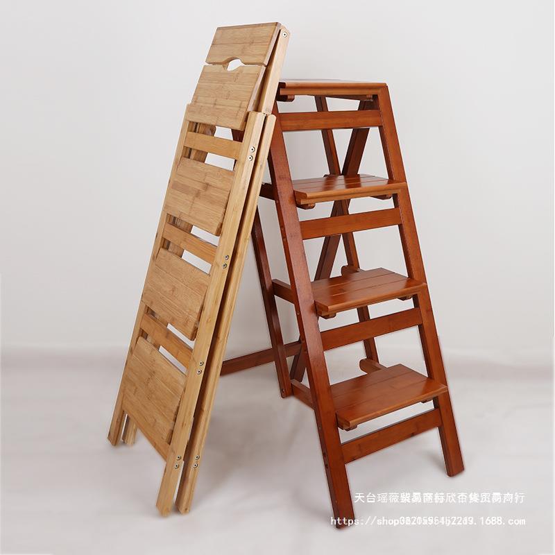 梯子 家用 人字梯木梯实木梯凳家用折叠梯子楠竹多功能加厚梯椅两