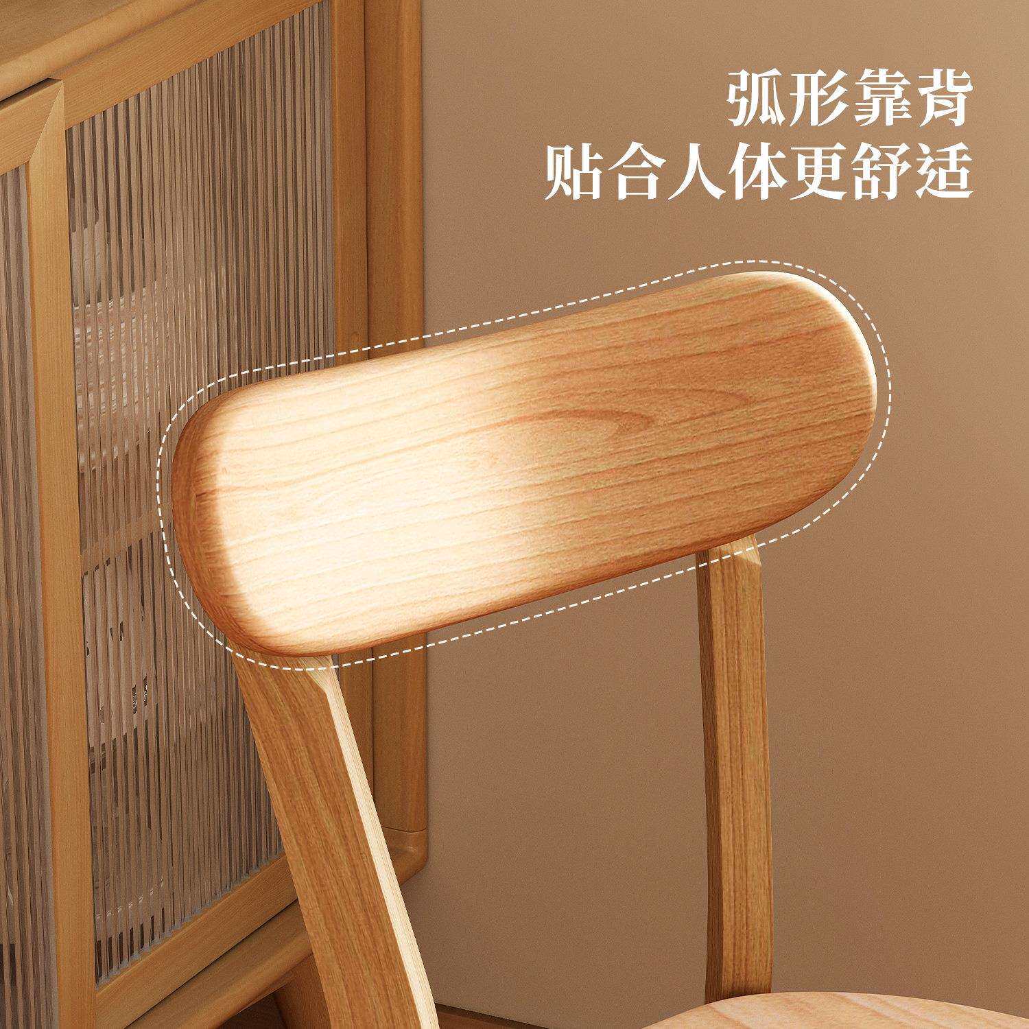 实木餐桌椅子家用餐椅胡桃餐厅吃饭凳子靠背休闲椅复古洽谈椅简约