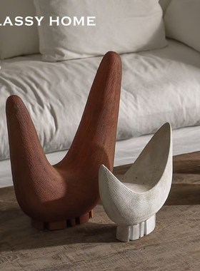 侘寂风抽象艺术手工陶艺摆件x 现代简约民宿样板房间装饰果盘礼物