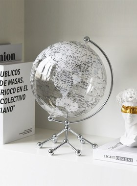 现代创意透明地球仪办q公室书房桌面高级感艺术家居客厅装饰品摆