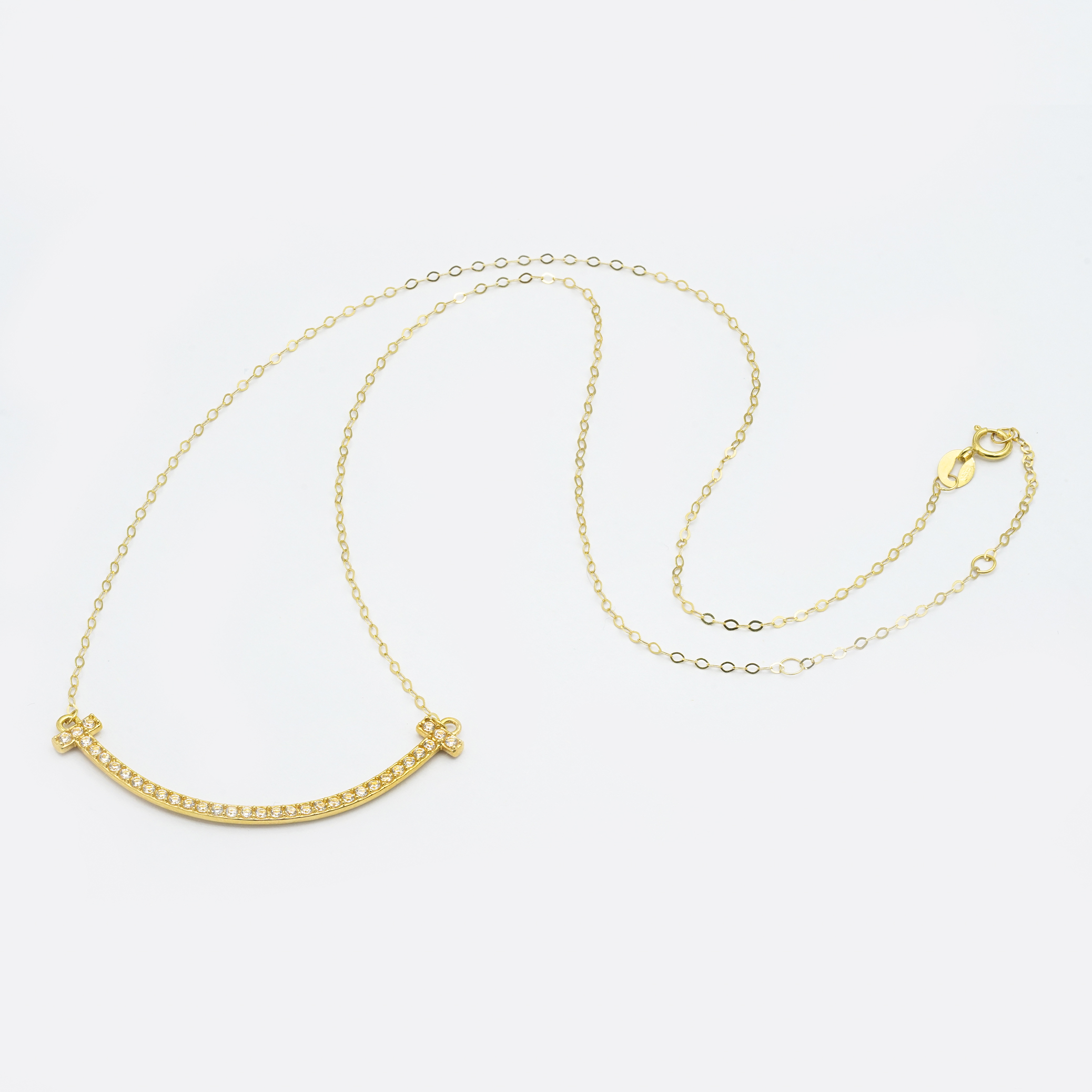 2025新款18k金满镶微笑项链女款