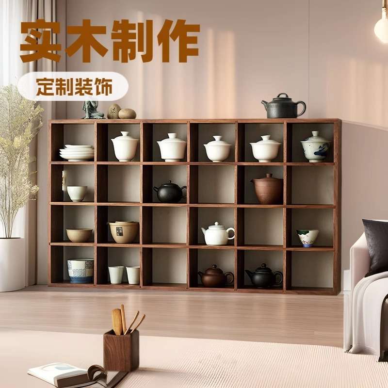 茶具茶几置物架功夫架子家用桌面博古架胡桃木多宝格茶杯展示架