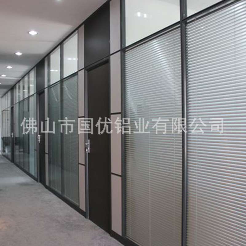 办公室玻璃隔断双层钢化玻璃内置百叶帘铝合金成品高隔间隔墙厂家图片