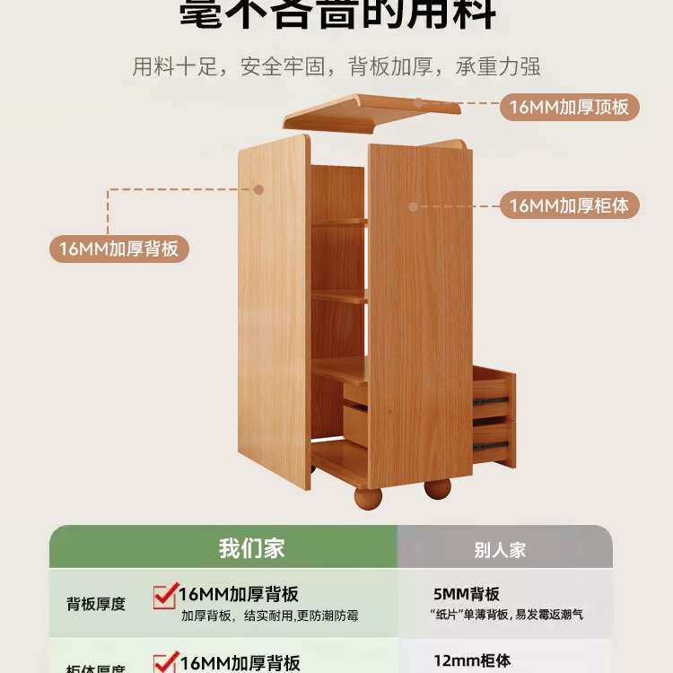 实木书柜带玻璃门家用多层置物柜奶油风客厅储物柜组合学生收纳柜