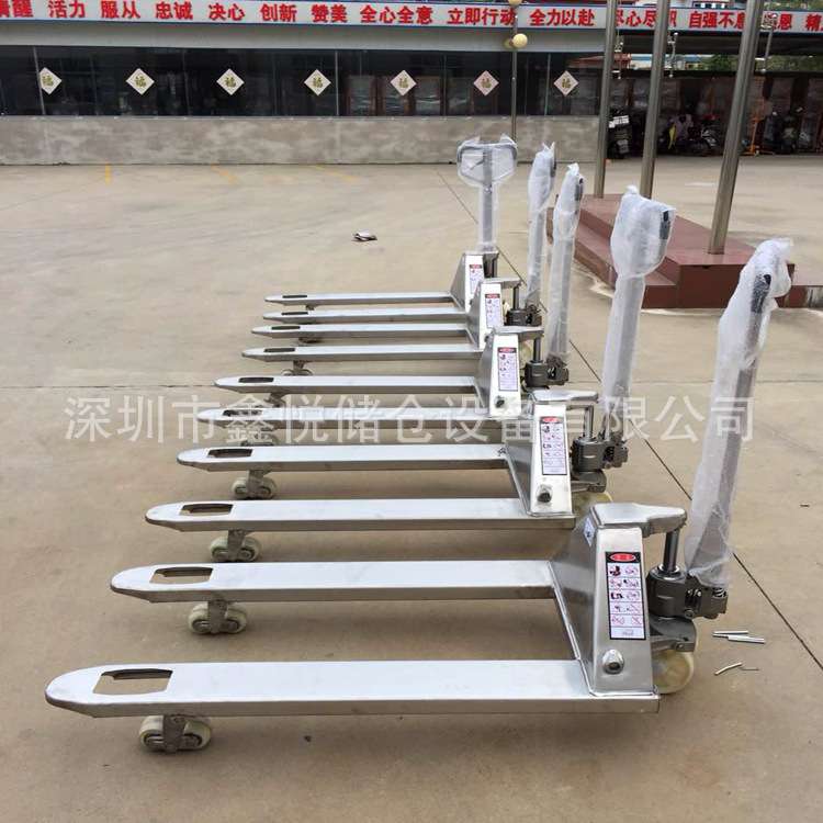 3吨全不锈钢手动搬运车5吨镀锌手拉叉车液压托盘车地牛电子叉车称