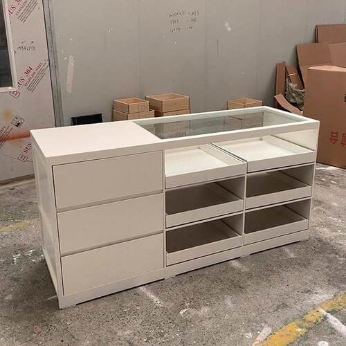 SJN服装店中岛展示台玻璃流水储物柜收银台柜台女装摆件陈列吧台