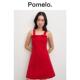 蝴蝶结设计感红色方领吊带连衣裙 甜美修身 新年系列 Pomelo