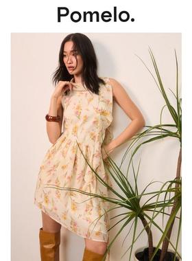 Pomelo 不对称花卉连衣裙 - 黄色