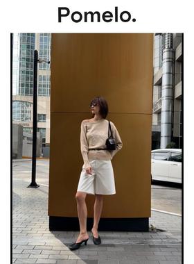 Pomelo 不对称肩部设计针织毛衣 - 奶油色