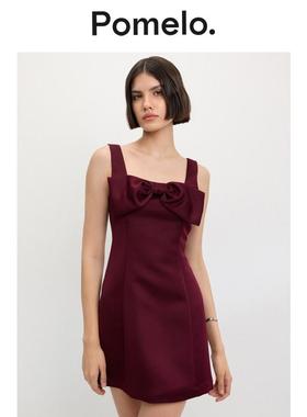Pomelo 蝴蝶结细节迷你连衣裙 - 酒红色