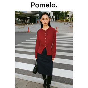 显瘦小个子通勤针织开衫 修身 上衣 氛围感红色开衫 Pomelo