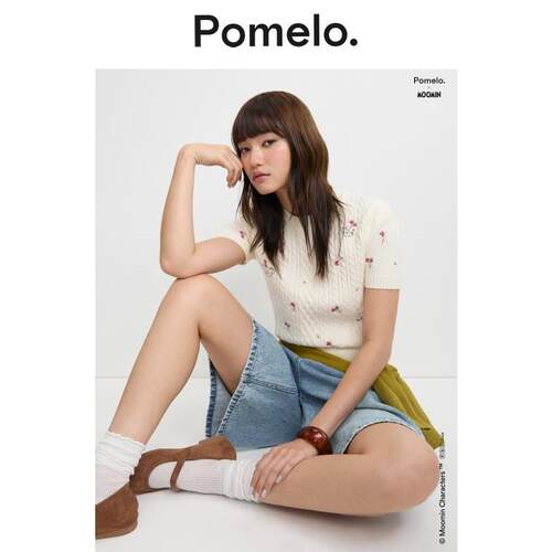 Pomelo Pomelo. x Moomin 刺绣针织上衣 - 米白色