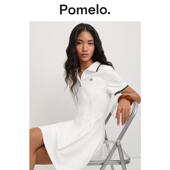 Pomelo 休闲学院风撞色饰边收腰翻领Polo连衣裙女