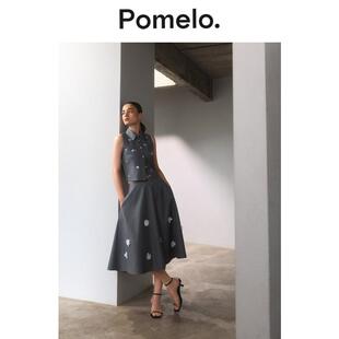 Pomelo Pomelo. x Janesuda 花卉贴布半身裙 - 中灰色