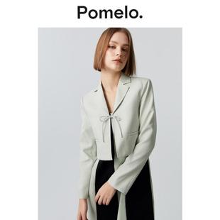 饰设计感小众短款 绿色蝴蝶结装 外套女 西装 Pomelo