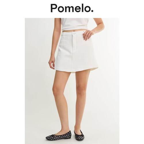 Pomelo  2026夏季新品A字版型女士白色裙裤短裤