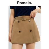 Pomelo 米色双排扣短裙裤
