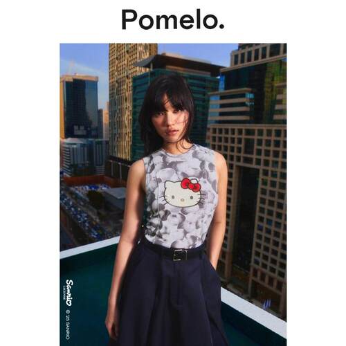Pomelo Hello Kitty 联名背心苹果印花甜酷风显瘦无袖上衣女