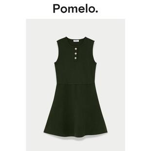 Pomelo 针织裙收腰显瘦小个子气质易搭A字短裙连衣裙 通勤风无袖