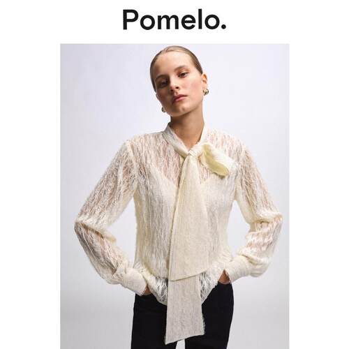 Pomelo 飘带领宽松显瘦温柔风气质打底衬衫上衣