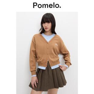 女秋冬 V领宽松显瘦通勤易搭学院风针织开衫 Pomelo 学院风针织衫