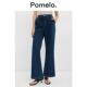 Pomelo 高腰显瘦百搭直筒牛仔裤 美式 潮流通勤风深蓝色阔腿牛仔裤