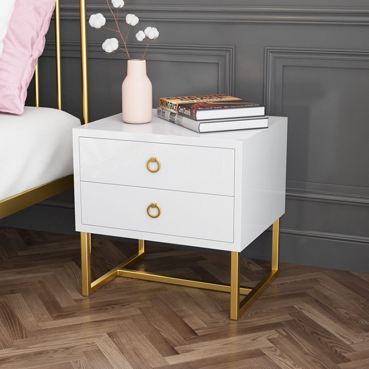 钢琴烤漆简约现代储物柜边柜简易床柜子卧室小床头柜铁艺收纳整装