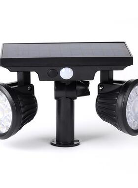 24LED双头射灯 多晶硅层太阳能板 太阳能灯户外墙壁草坪庭院路灯