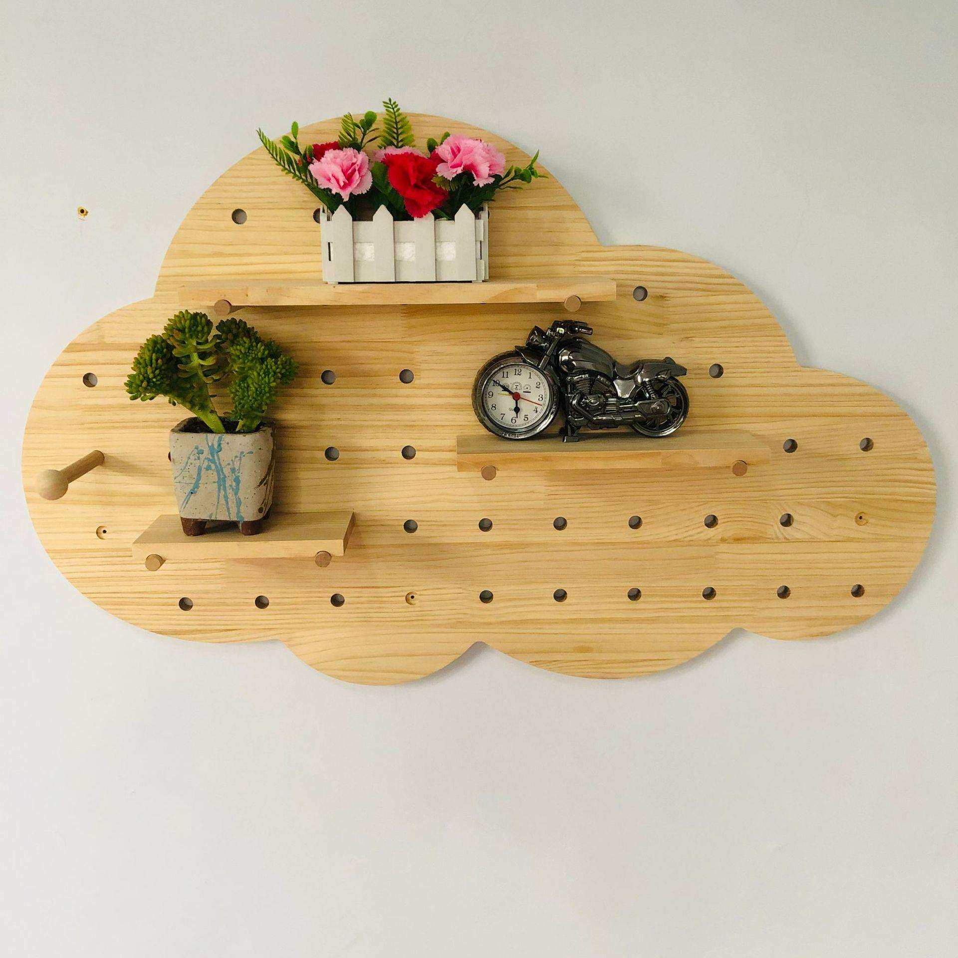 实木木质洞洞板挂墙置物墙上收纳客厅卧室卫生间北欧风格屏风隔断