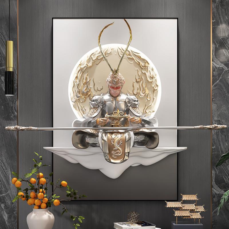 LED灯画斗战神佛入户玄关装饰画客厅齐天大圣孙悟空立体浮雕挂画