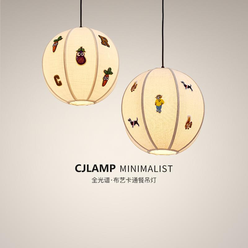 法式中古风手艺刺绣吊灯儿童房创意复古个性卧室北欧布艺餐厅灯饰