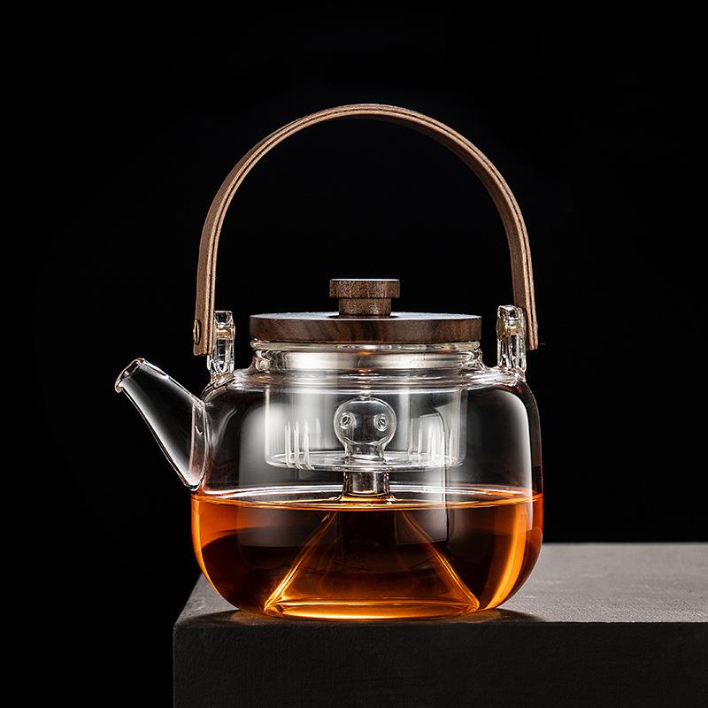 日式高硼硅玻璃煮茶壶电陶炉壶泡茶壶家用烧水壶 加厚提梁壶