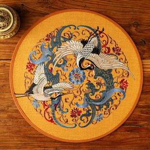 中式餐桌垫防烫隔热圆形餐垫杯垫防水花瓶垫子茶桌垫布茶几垫