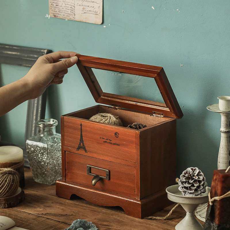 桌面针线收纳盒木质首饰抽屉式带盖防尘zakka多层储物盒复古工厂,玩具/童车/益智/积木/模型,四驱车零配件/工具,淘宝优惠券,粉丝福利购,淘宝优惠卷