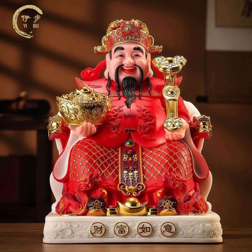 汉白玉财富如意财神爷神像摆件招财家用供奉文财神范蠡比干财神像
