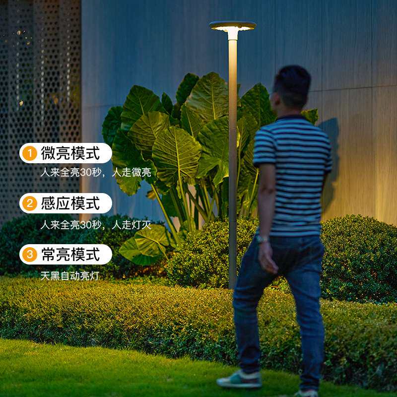 太阳能庭院灯人体感应灯户外防水高杆灯超亮花园别墅景观草地灯