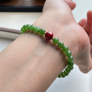 琳琯瑛和田玉手串碧玉圆珠散珠6mm手链手饰女简约转运新中式 礼物