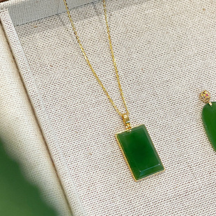 琳琯瑛天然和田玉碧玉无事牌平安牌女项链锁骨链新中式简约送礼物