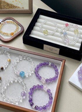 天然水晶手串女高透白水晶手链