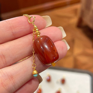 琳琯瑛南红吊坠女s925银玛瑙小提溜项链设计款 小众轻奢礼物送女友